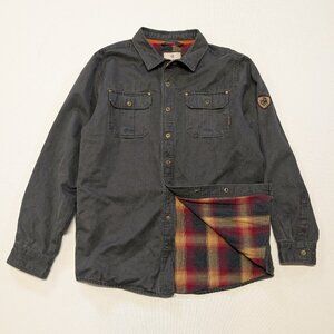 Legendary Whitetails Shirt Jacket Mens Large Tall Gray Flannel Lined Plaid Snap
